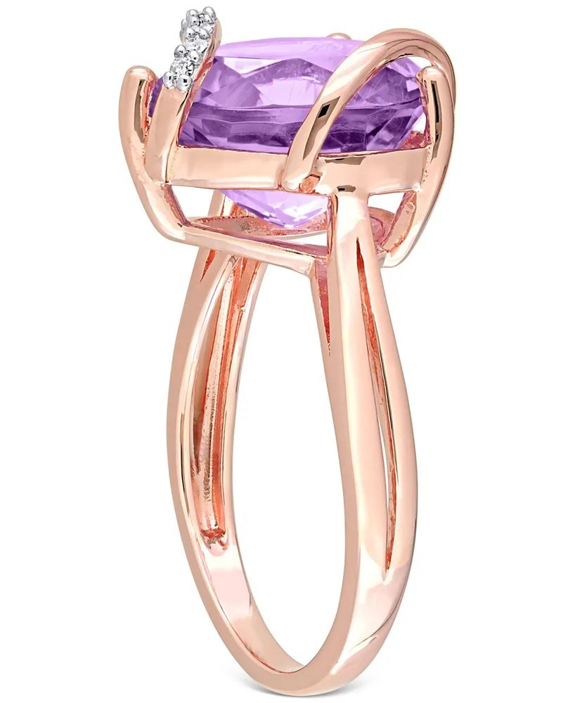 Amethyst (6-1/2 ct. t.w.) & Diamond (1/20 Heart Swirl Ring 18k Rose Gold-Plated Sterling Silver