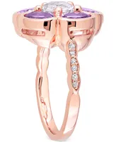 Amethyst (2 ct. t.w.) & White Topaz (1 Flower Ring Rose Gold-Plated Sterling Silver