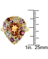 Multi-Gemstone(4-3/4 ct. t.w.) & Diamond Accent Teardrop Cluster Ring 18k Gold-Plated Sterling Silver