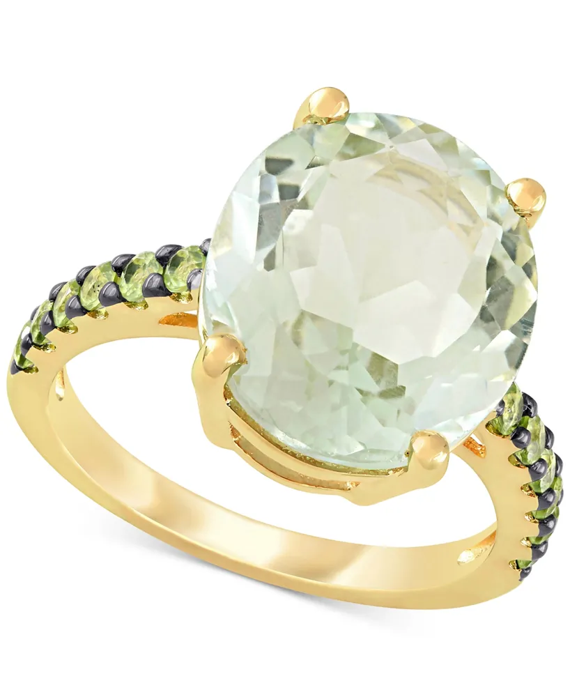 Green Quartz (7-1/2 ct. t.w.) & Peridot (1/2 Statement Ring 18k Gold-Plated Sterling Silver