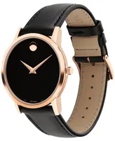 Movado Women's Swiss Museum Classic Black Leather Strap Watch 33mm