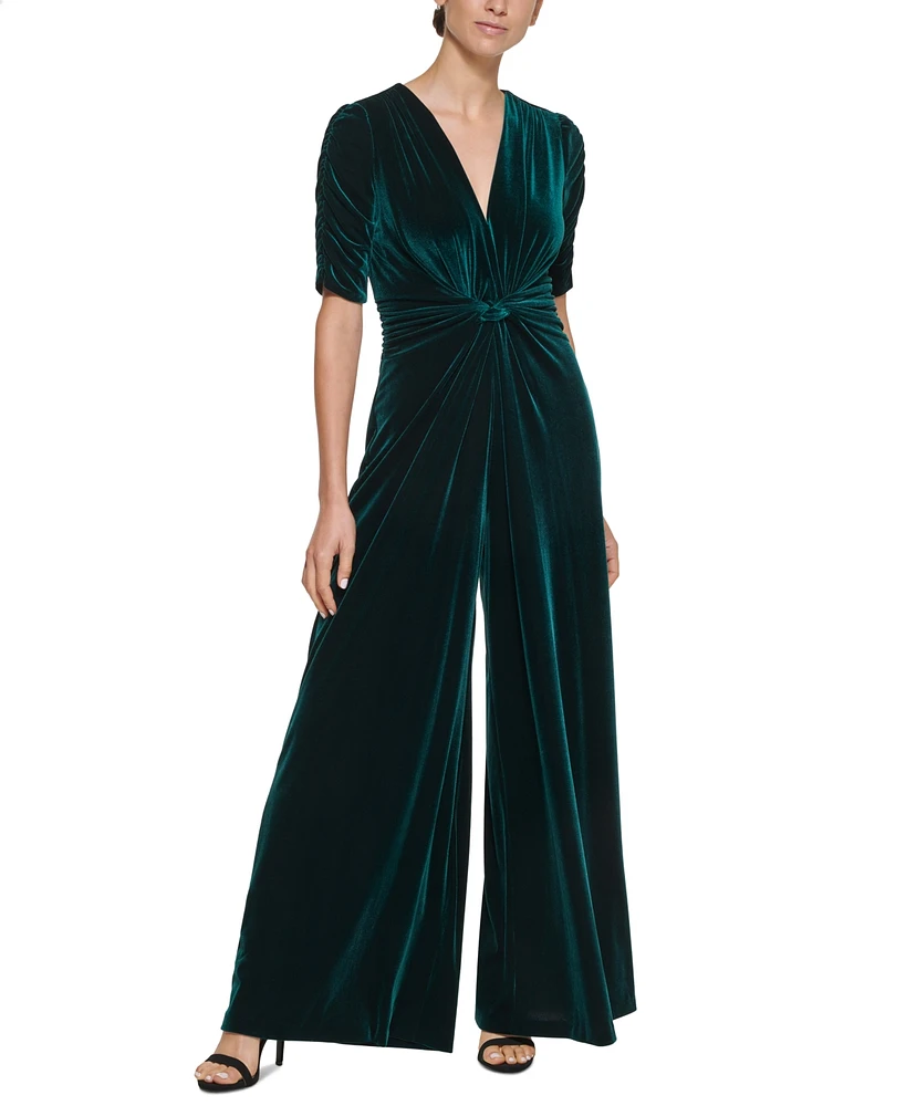 Vince Camuto Velvet Twist-Front Jumpsuit