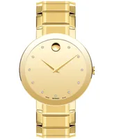 Movado Men's Men's Swiss Sapphire Diamond (1/20 ct. t.w.) Gold-Tone Pvd Bracelet Watch 39mm