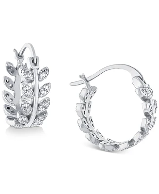 Giani Bernini Cubic Zirconia Leaf-Inspired Small Hoop Earrings, 0.5" Created for Macy's