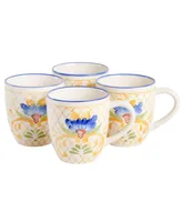 Laurie Gates Tierra Tile Hand-Painted 4 Piece Mug Set - Multi