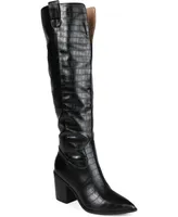 Journee Collection Women's Therese Wide Calf Block Heel Knee High Dress Boots