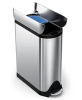 simplehuman Brushed Stainless Steel 40 Liter Fingerprint Proof Dual Recycler Butterfly Trash Can