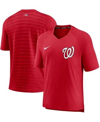 Men's Red Washington Nationals Authentic Collection Pregame Performance V-Neck T-shirt