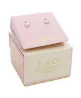 Fao Schwarz Women's Sterling Silver Stud Earrings with Imitation Pearl and Crystal Stone - Silver