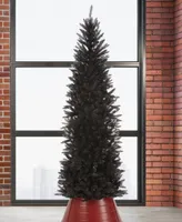 Glitzhome Black Tinsel Artificial Christmas Tree, 7.5'