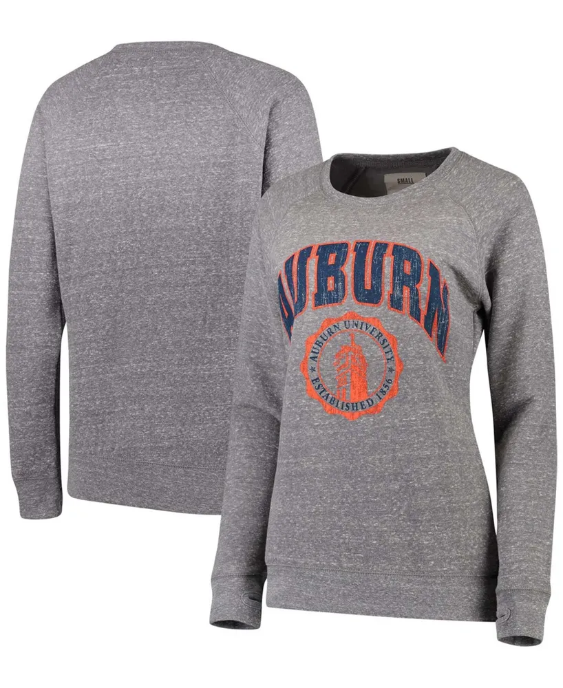 Women's Heathered Gray Auburn Tigers Edith Vintage-Like Knobi Pullover Sweatshirt