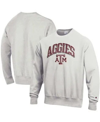 Men's Gray Texas A M Aggies Arch Over Logo Reverse Weave Pullover Sweatshirt