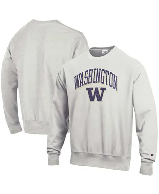 Men's Gray Washington Huskies Arch Over Logo Reverse Weave Pullover Sweatshirt
