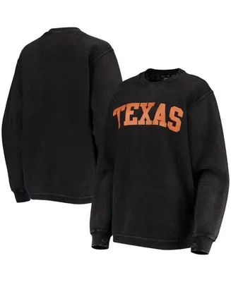 Women's Texas Longhorns Comfy Cord Vintage-Like Wash Basic Arch Pullover Sweatshirt