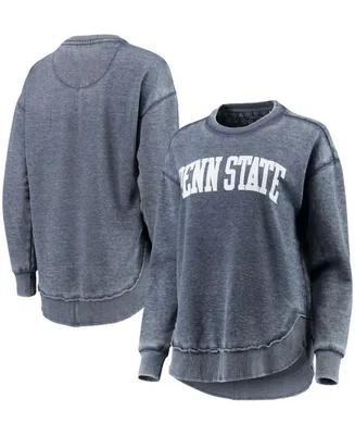 Women's Pressbox Heathered Navy Penn State Nittany Lions Vintage-Inspired Wash Pullover Sweatshirt