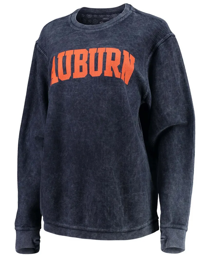 Women's Navy Auburn Tigers Comfy Cord Vintage-Like Wash Basic Arch Pullover Sweatshirt