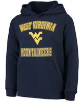 Big Boys and Girls Navy West Virginia Mountaineers Big Bevel Pullover Hoodie