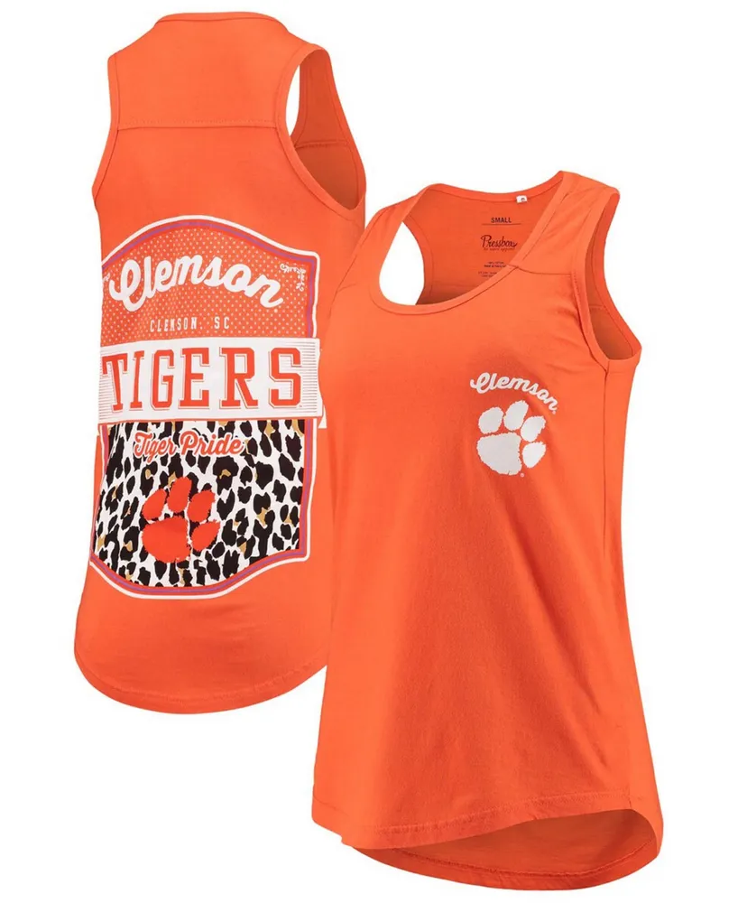 Women's Orange Clemson Tigers Sanders Animal Print Tank Top