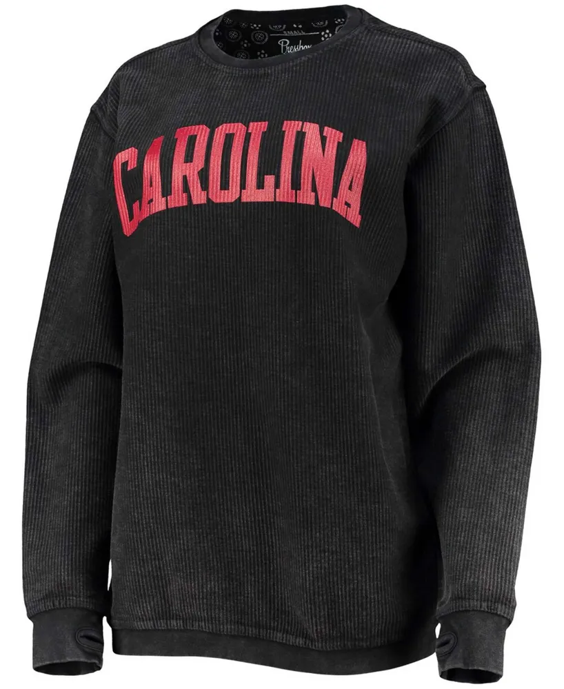 Women's Black South Carolina Gamecocks Comfy Cord Vintage-Like Wash Basic Arch Pullover Sweatshirt