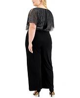 Connected Plus Shimmer-Bodice Jumpsuit