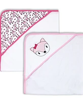 Baby Girls Fawn Hooded Towel, 2 Piece Set