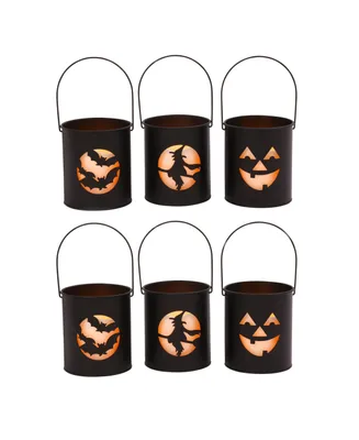 Gerson International Battery Operated Lighted Halloween Cutout Luminary Each with 3" Candle Set, 6 Pieces
