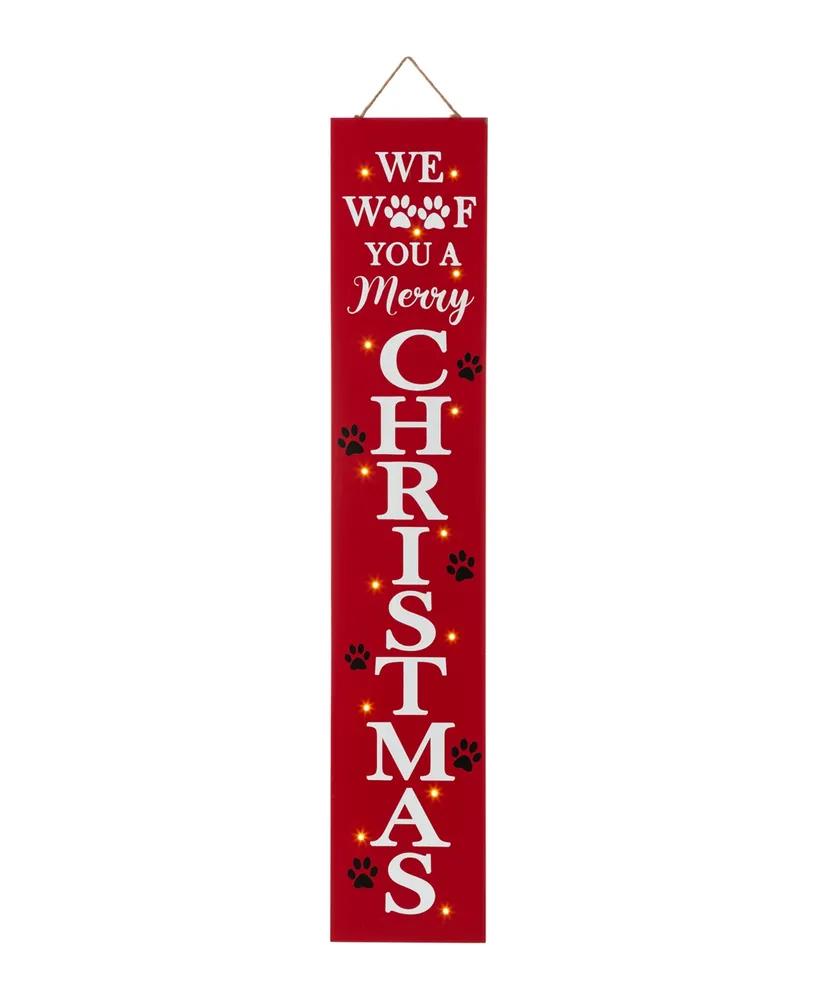 Glitzhome Lighted Wooden Pet "Christmas" Porch Sign, 42"