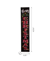 Glitzhome Lighted Wooden Christmas Porch Sign, 42"