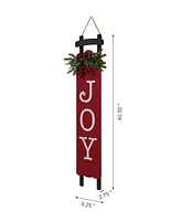 Glitzhome Lighted Wooden Sleigh Joy Porch Sign, 40"