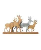 Glitzhome Galvanized Metal, Wooden Reindeer Table Decor, 18"