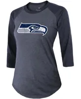 Women's Dk Metcalf College Navy Seattle Seahawks Team Player Name Number Tri-Blend Raglan 3/4 Sleeve T-shirt