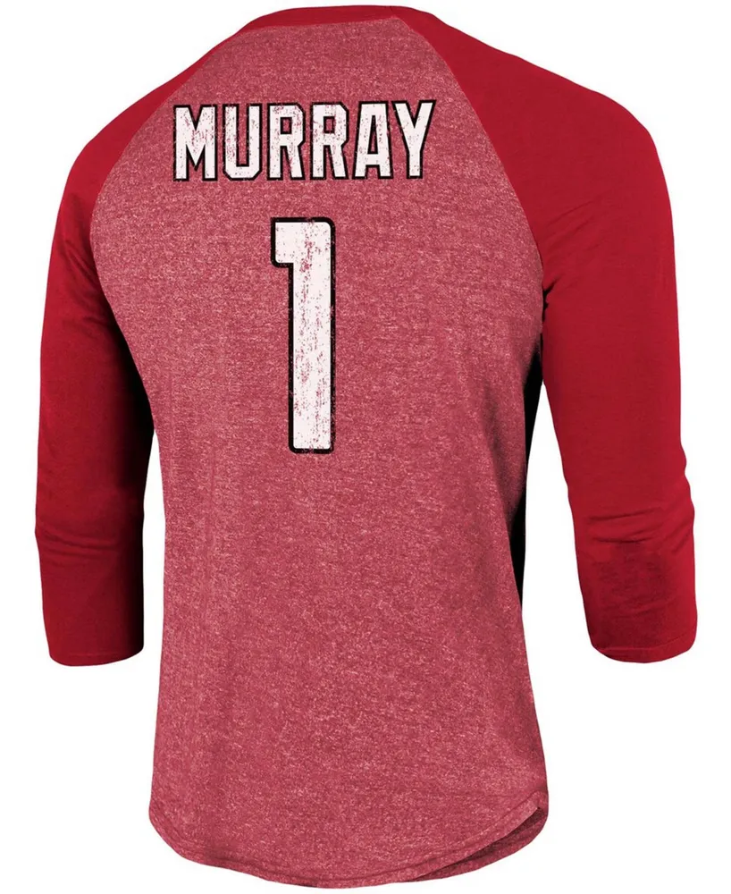 Men's Kyler Murray Cardinal Arizona Cardinals Team Player Name Number Tri-Blend Raglan 3/4 Sleeve T-shirt