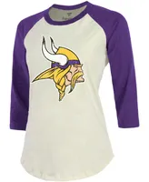 Women's Justin Jefferson Cream, Purple Minnesota Vikings Player Raglan Name Number 3/4 Sleeve T-shirt