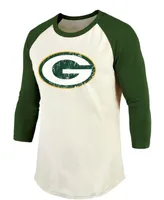 Men's Davante Adams Cream, Green Green Bay Packers Vintage-Inspired Player Name Number Raglan 3/4 Sleeve T-shirt