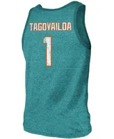 Men's Tua Tagovailoa Aqua Miami Dolphins Name Number Tri-Blend Tank Top