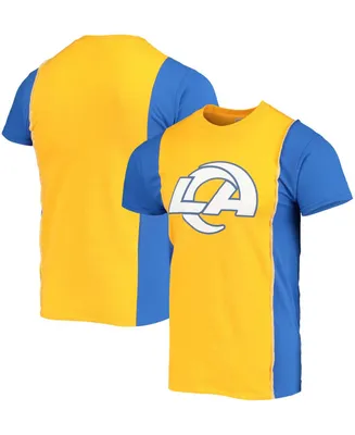 Men's Gold-Tone, Royal Los Angeles Rams Split Logo T-shirt - Gold