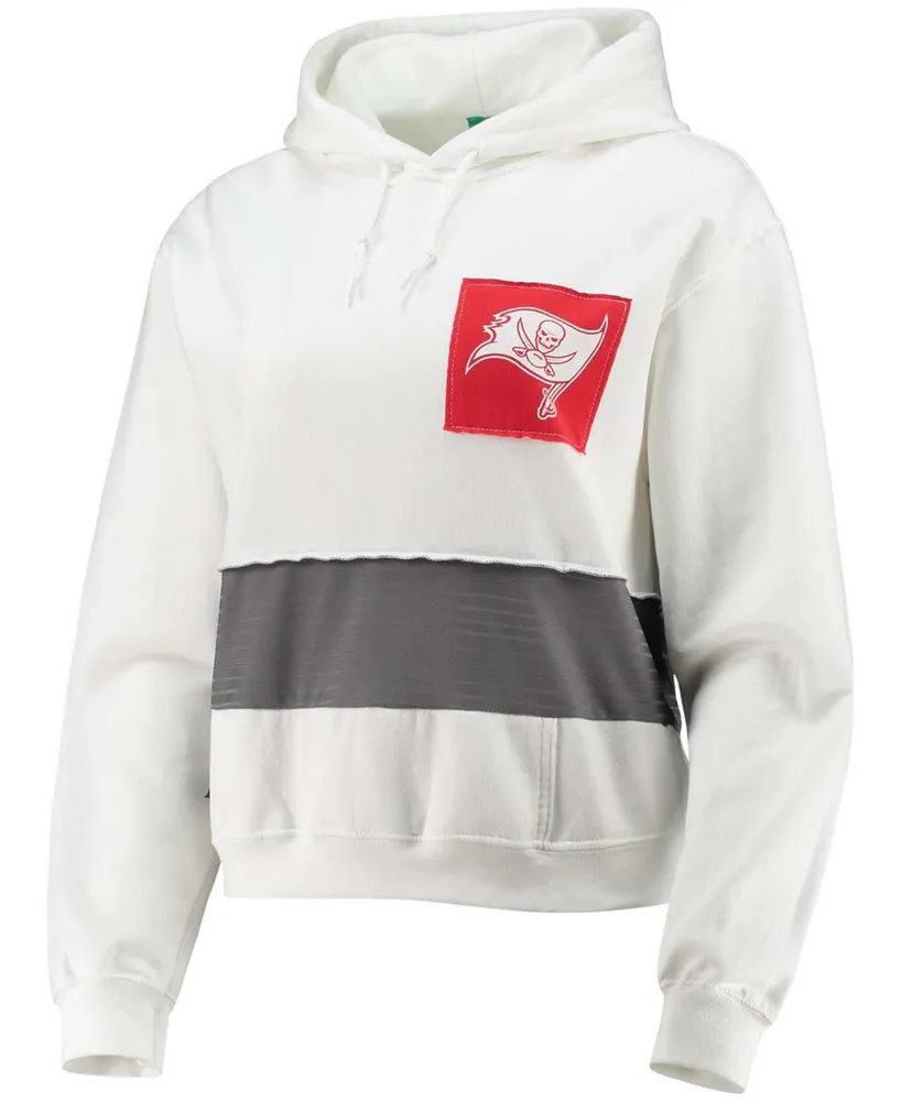 Women's White Tampa Bay Buccaneers Crop Dolman Pullover Hoodie