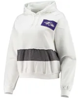 Women's White Baltimore Ravens Crop Dolman Pullover Hoodie