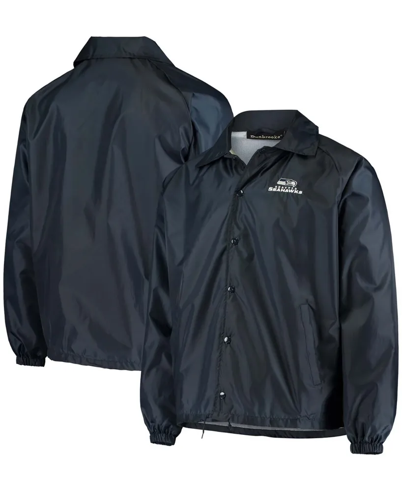 Men's College Navy Seattle Seahawks Coaches Classic Raglan Full-Snap Windbreaker Jacket