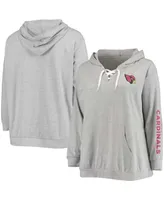 Women's Plus Heathered Gray Arizona Cardinals Lace-Up Pullover Hoodie