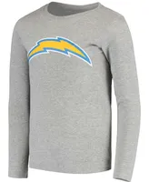 Big Boys Gray Los Angeles Chargers Long Sleeve T-shirt and Pants Sleep Set