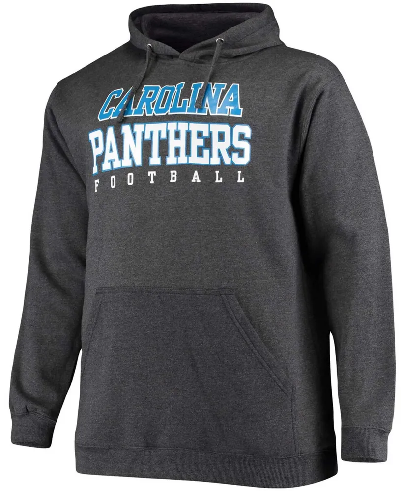 Men's Big and Tall Heathered Charcoal Carolina Panthers Practice Pullover Hoodie