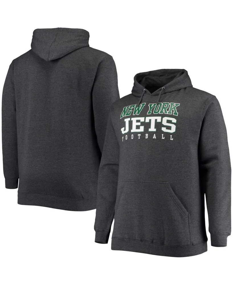 Men's Big and Tall Heathered Charcoal New York Jets Practice Pullover Hoodie