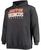 Men's Fanatics Heathered Charcoal Denver Broncos Big and Tall Practice Pullover Hoodie