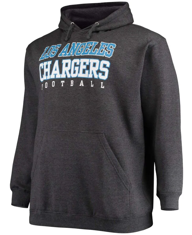 Men's Big and Tall Heathered Charcoal Los Angeles Chargers Practice Pullover Hoodie