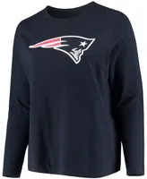 Women's Plus Navy New England Patriots Primary Logo Long Sleeve T-shirt