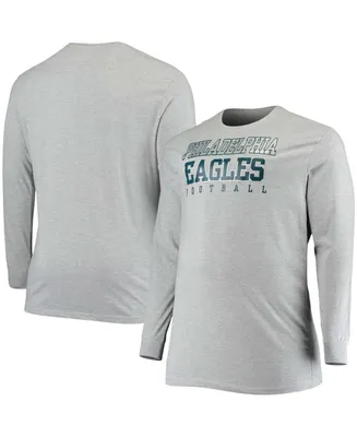 Men's Big and Tall Heathered Gray Philadelphia Eagles Practice Long Sleeve T-shirt