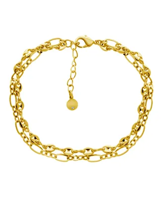 And Now This Gold or Silver Plated Marine Double Chain Bracelet - Gold