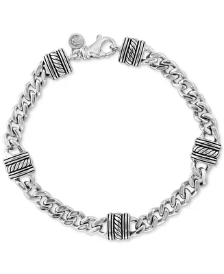 Effy Men's Rondelle & Curb Link Bracelet in Sterling Silver