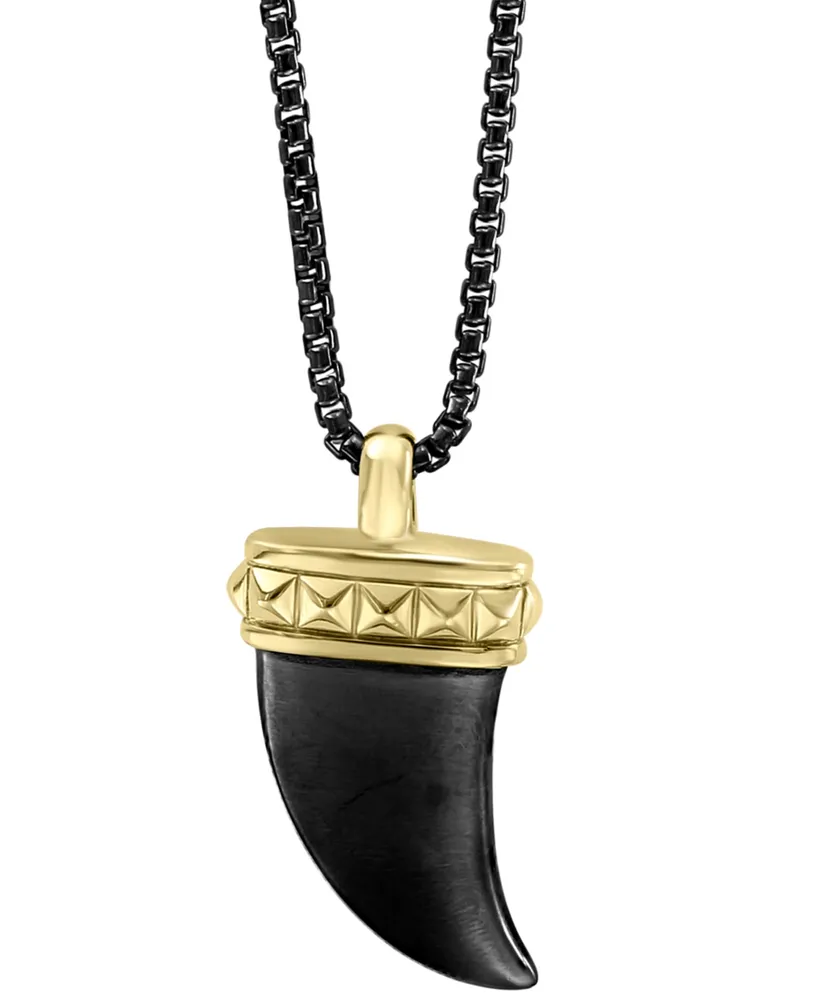 Effy Men's Claw 22" Pendant Necklace in Black Rhodium and 18k Gold-Plated Sterling Silver